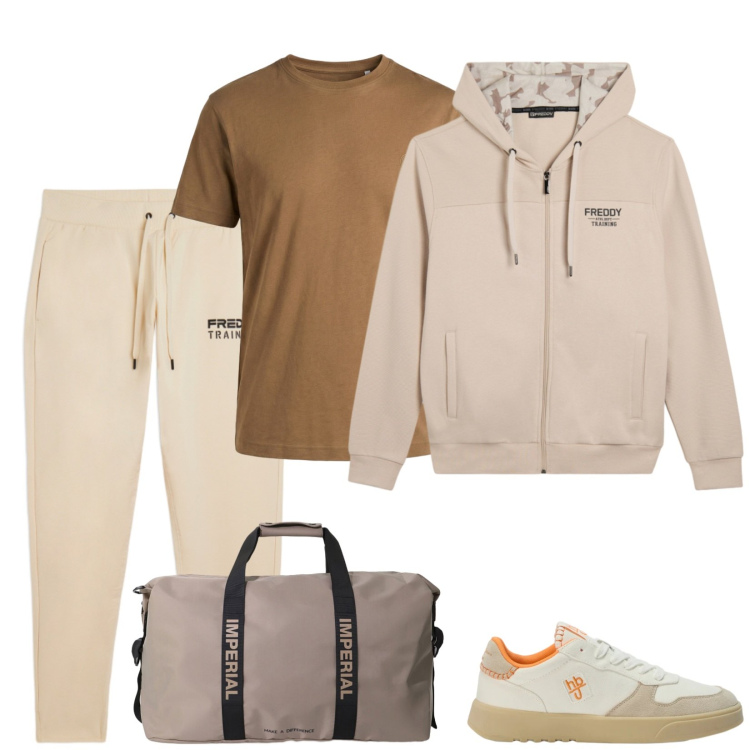 Outfit uomo - Total look #2396567. Stile Casual per Sport. Abbinamento con borse sportive, sneakers, t-shirt, felpe con cappuccio, pantaloni.