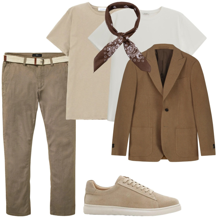 Outfit uomo - Urban style. per Tutti i giorni. Abbinamento con pantaloni chino, sneakers, t-shirt, t-shirt, giacche, sciarpe e foulard.