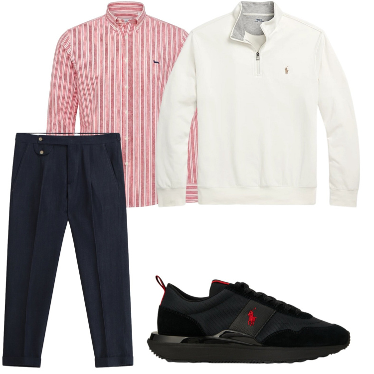 Outfit uomo - La camicia essenziale. Stile Casual per Tutti i giorni. Abbinamento con pantaloni, camicie, pullovers, sneakers.