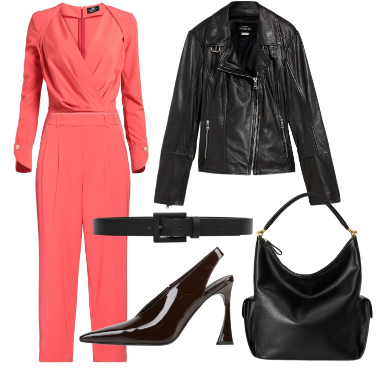 Outfit donna - Bicolore trendy. Stile Trendy per Tutti i giorni. Abbinamento con body, pantaloni, décolleté, blazer, cinture, borse a spalla.