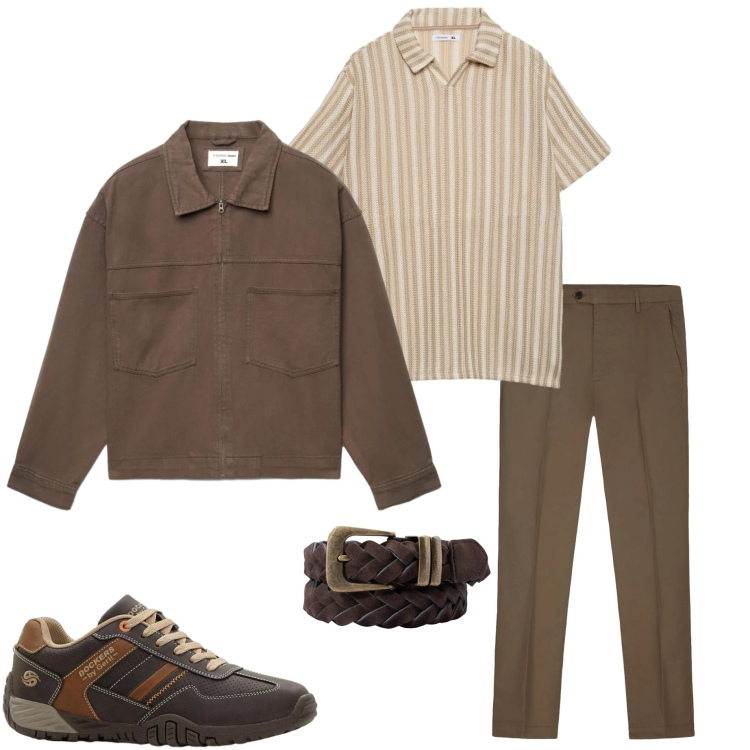 Outfit uomo - Urban primaverile. Stile Urban per Tutti i giorni. Abbinamento con sneakers, cappotti, polo, pantaloni, cinture.