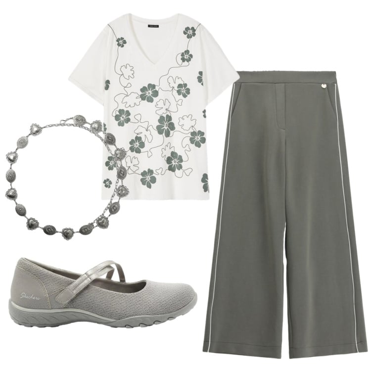Outfit donna - Total look #2396681. Stile Basic per Tutti i giorni. Abbinamento con ballerine, cinture, pantaloni a palazzo, t-shirt.
