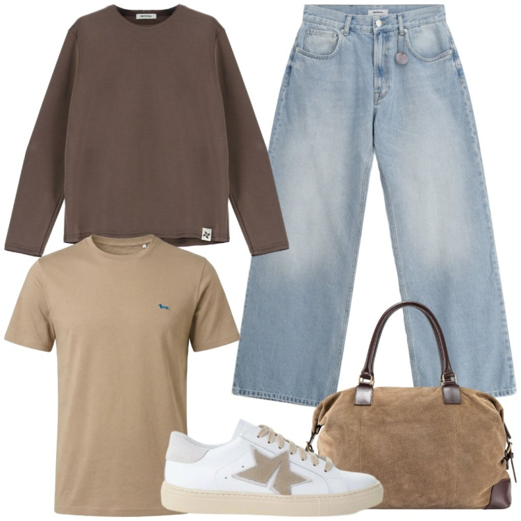Outfit uomo - 62. Arrivi & partenze. Stile Urban per Tutti i giorni. Abbinamento con t-shirt, felpe, jeans, sneakers, borse sportive.