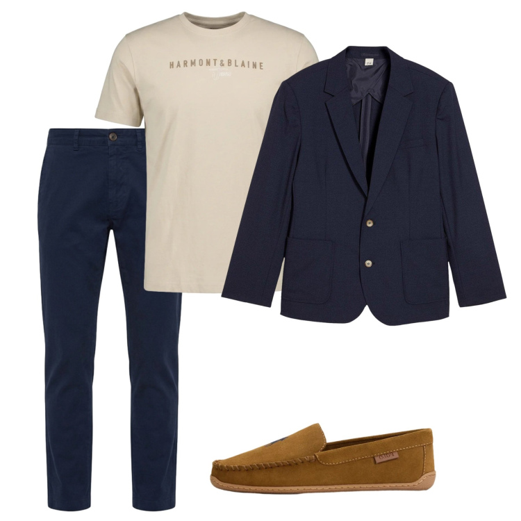 Outfit uomo - Maggio. Stile Casual per Tutti i giorni. Abbinamento con giacche, pantaloni, t-shirt, scarpe stringate.