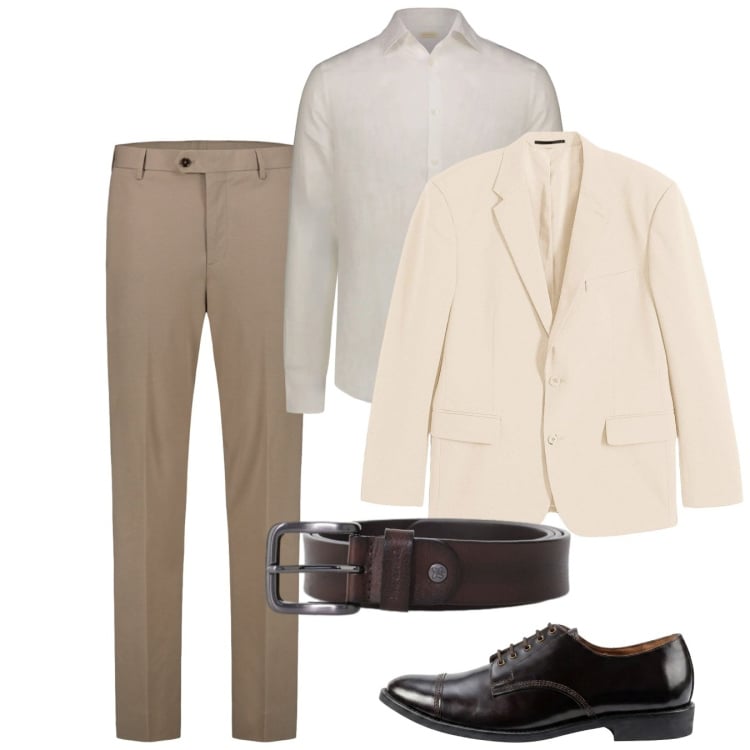 Outfit uomo - Classic mood. Stile Casual per Tutti i giorni. Abbinamento con giacche, cinture, pantaloni, camicie, scarpe stringate.