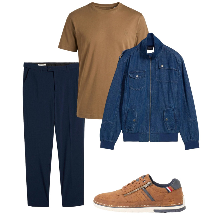 Outfit uomo - Maggio in giubbotto. Stile Casual per Tutti i giorni. Abbinamento con pantaloni, sneakers, giacche, t-shirt.