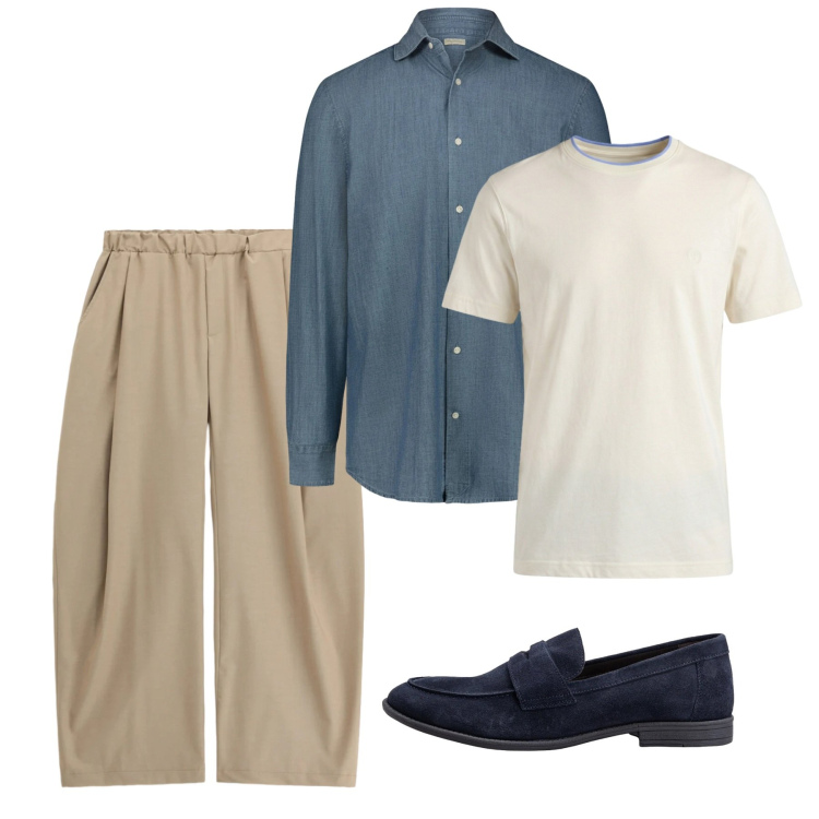 Outfit uomo - Maggio. Stile Casual per Tutti i giorni. Abbinamento con pantaloni, t-shirt, camicie, scarpe stringate.
