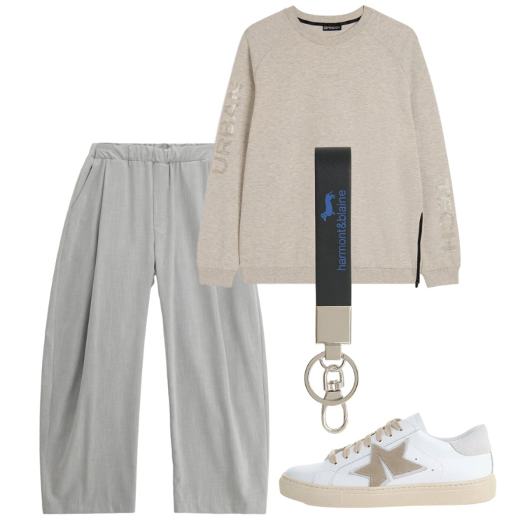 Outfit uomo - Maggio in chiaro. Stile Trendy per Tutti i giorni. Abbinamento con portachiavi, pantaloni, sneakers, felpe.