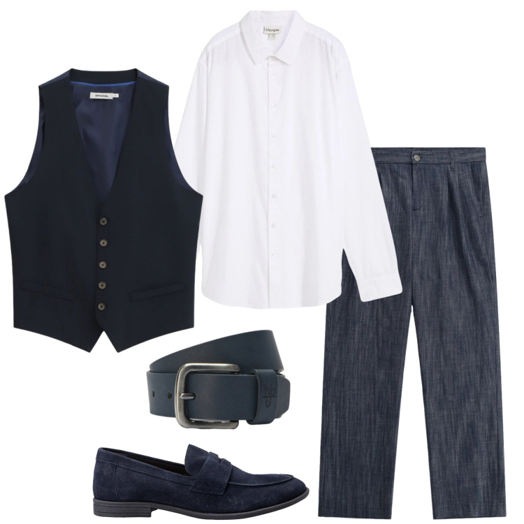 Outfit uomo - Total look #2396769. Stile Trendy per Serata speciale. Abbinamento con camicie, pantaloni, gilet, cinture, scarpe stringate.