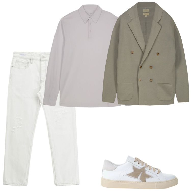 Outfit uomo - Total look #2396773. Stile Casual per Tutti i giorni. Abbinamento con jeans dritti, sneakers, cardigans, polo.