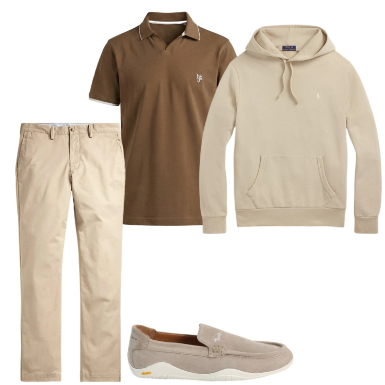 Outfit uomo - Total look #2396777. Stile Casual per Tutti i giorni. Abbinamento con polo, scarpe stringate, pantaloni, felpe con cappuccio.