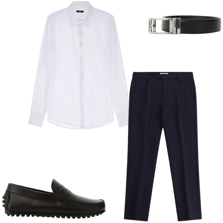 Outfit uomo - Cerimonia informale. Stile Business/Elegante per Cerimonia. Abbinamento con pantaloni, camicie, scarpe stringate, cinture.