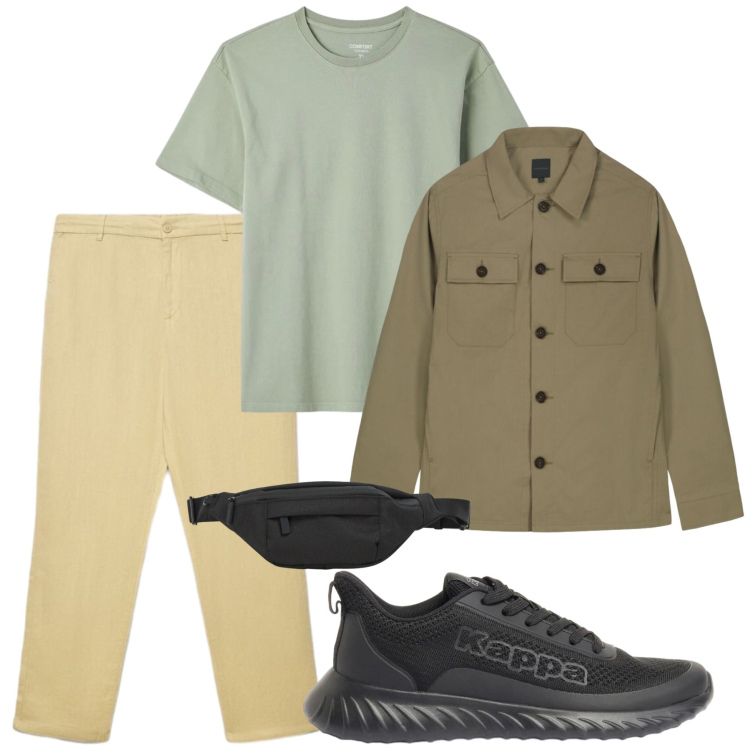 Outfit uomo - Total look #2396873. Stile Urban per Tutti i giorni. Abbinamento con sneakers, t-shirt, pantaloni, borse sportive, cappotti.