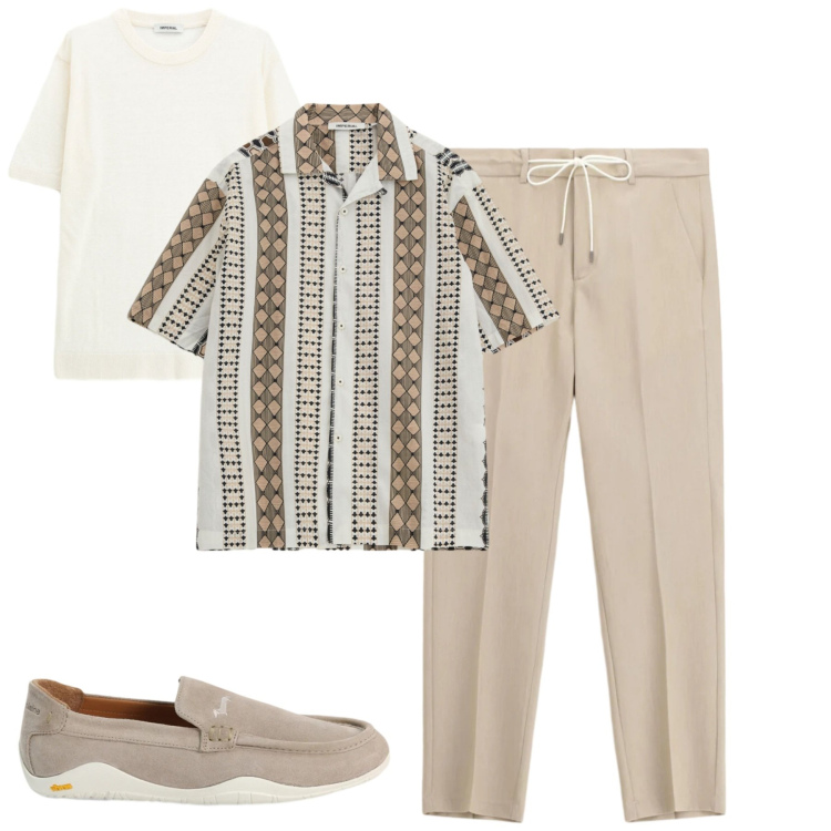 Outfit uomo - Maggio. Stile Urban per Tutti i giorni. Abbinamento con pantaloni, camicie a manica corta, t-shirt, scarpe stringate.