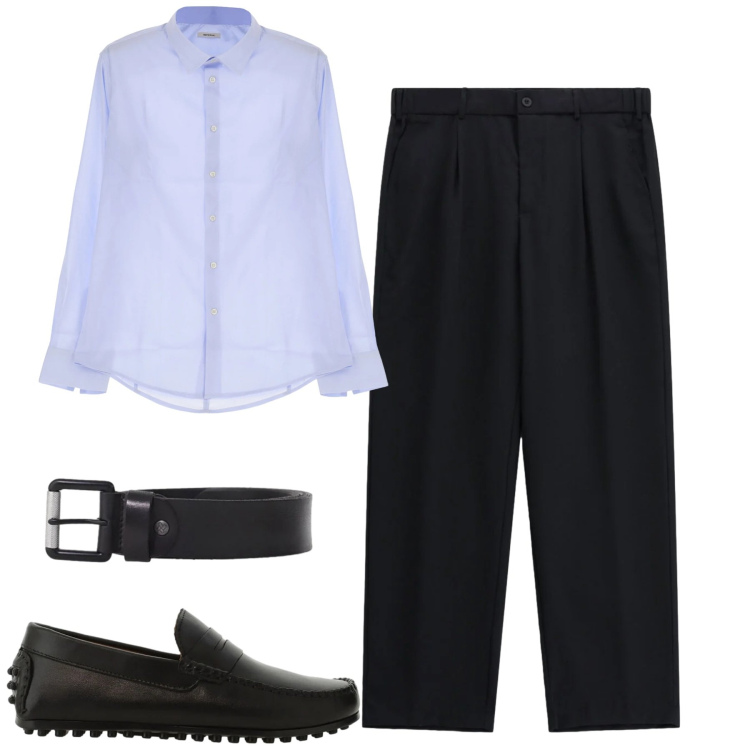 Outfit uomo - City. Stile Business/Elegante per Tutti i giorni. Abbinamento con camicie, scarpe stringate, cinture, pantaloni.