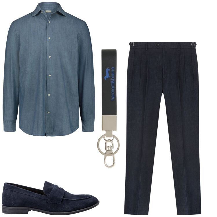 Outfit uomo - Total look #2396898. Stile Urban per Tutti i giorni. Abbinamento con portachiavi, camicie, pantaloni, scarpe stringate.