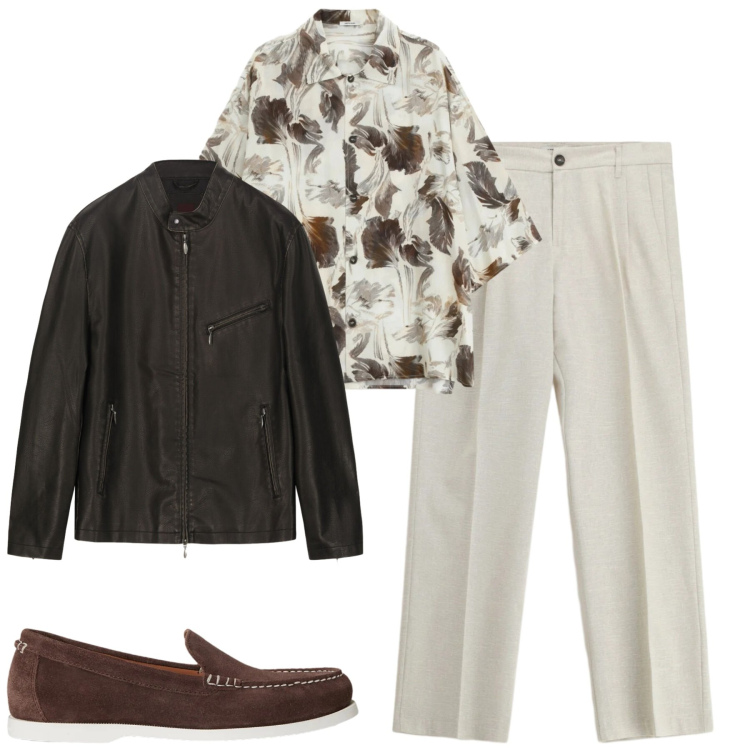 Outfit uomo - Maggio. Stile Trendy per Tutti i giorni. Abbinamento con camicie a manica corta, pantaloni, giacche, scarpe stringate.