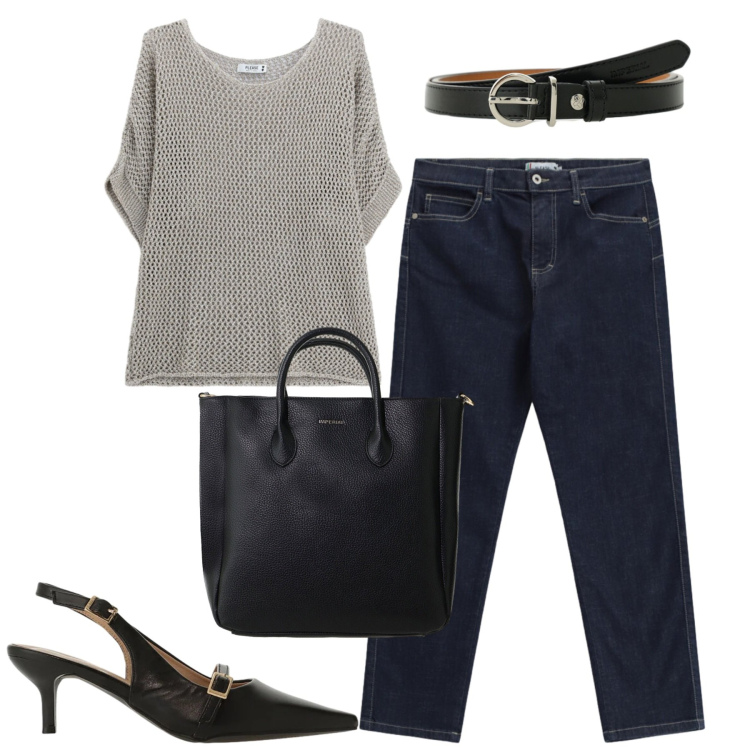 Outfit donna - La blusa traforata. Stile Casual chic per Tutti i giorni. Abbinamento con jeans slim fit, top, sandali col tacco, borse a tracolla, cinture.