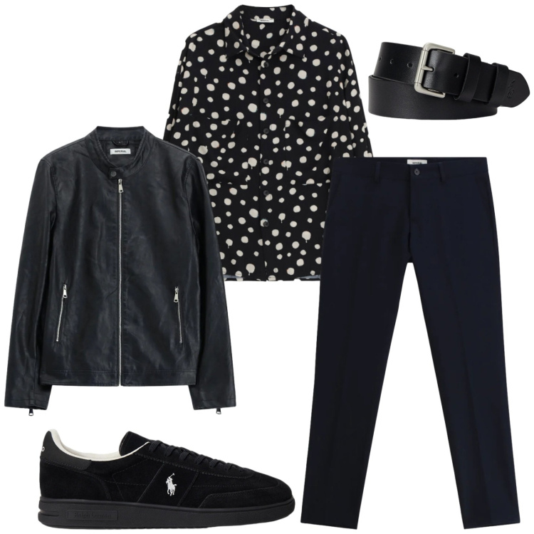 Outfit uomo - Total look #2396943. Stile Trendy per Serata speciale. Abbinamento con pantaloni, camicie, giacche, cinture, sneakers.