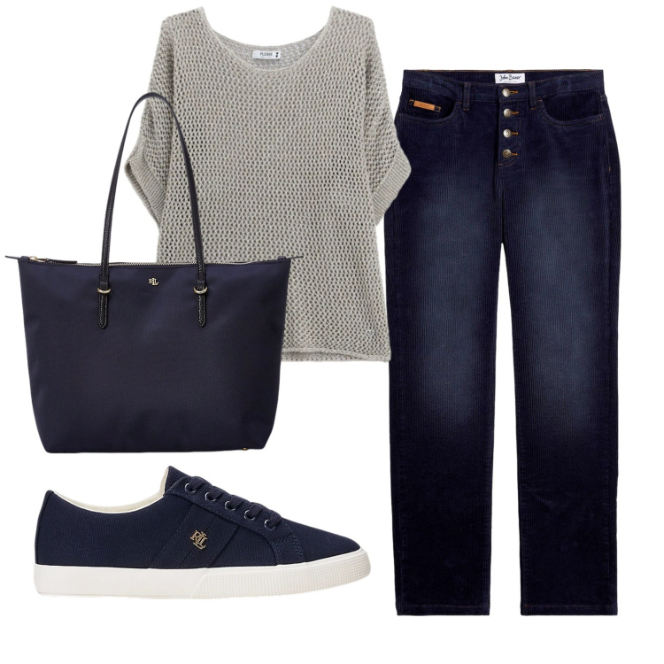 Outfit donna - Total look #2396981. Stile Basic per Ufficio. Abbinamento con pantaloni, top, sneakers, borse tote.