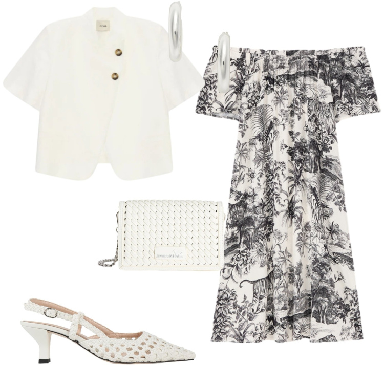 Outfit donna - Casual chic ogni giorno. Stile Casual chic per Tutti i giorni. Abbinamento con décolleté, borse a tracolla, blazer, vestiti corti, orecchini.