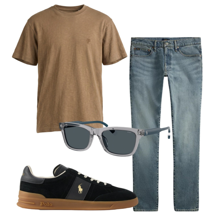 Outfit uomo - Total look #2397026. Stile Casual per Tutti i giorni. Abbinamento con t-shirt, jeans, sneakers, occhiali da sole.
