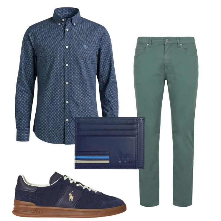 Outfit uomo - Total look #2397027. Stile Business/Elegante per Tutti i giorni. Abbinamento con portafogli, pantaloni, camicie, sneakers.