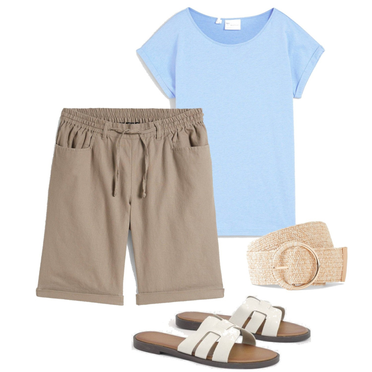 Outfit femme - Mules plates. Style Casual chic pour Tous les jours. Assortir avec bermuda, t-shirts, ceintures, pantoufles.