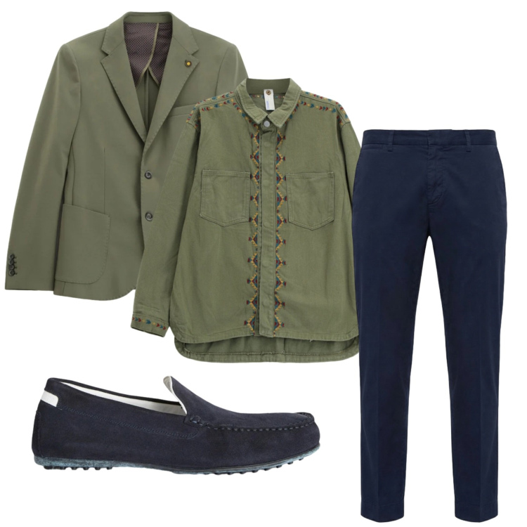 Outfit uomo - Total look #2397034. Stile Business/Elegante per Ufficio. Abbinamento con camicie, giacche, scarpe stringate, pantaloni chino.