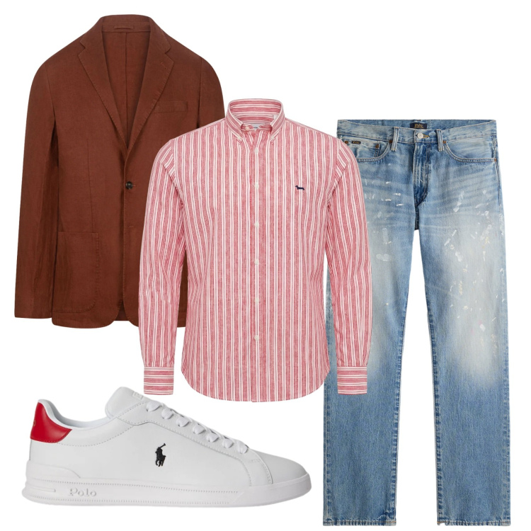Outfit uomo - Total look #2397037. Stile Trendy per Serata speciale. Abbinamento con camicie, giacche, sneakers, jeans dritti.
