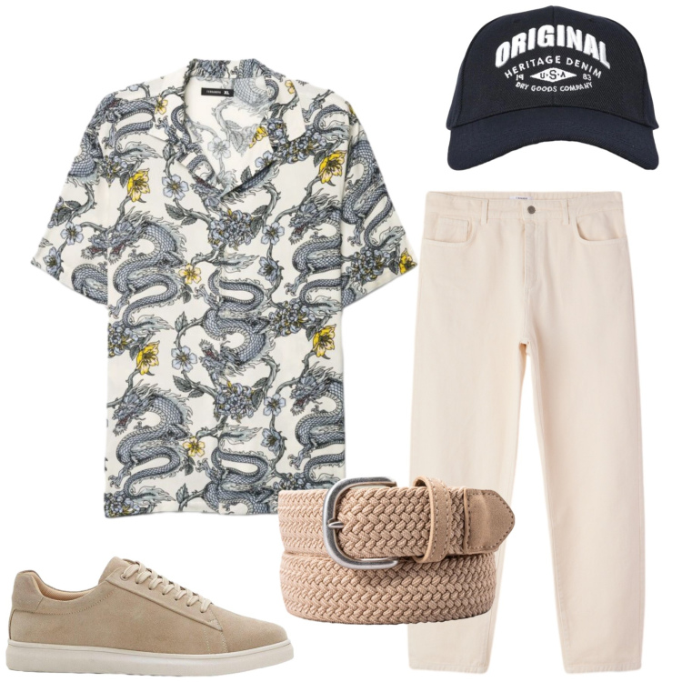 Outfit uomo - Total look #2397051. Stile Casual per Tutti i giorni. Abbinamento con sneakers, cappelli con visiera, camicie a manica corta, pantaloni, cinture.