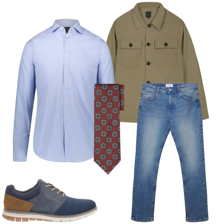 Outfit uomo - Total look #2397052. Stile Urban per Tutti i giorni. Abbinamento con scarpe stringate, jeans dritti, camicie, cravatte, cappotti.