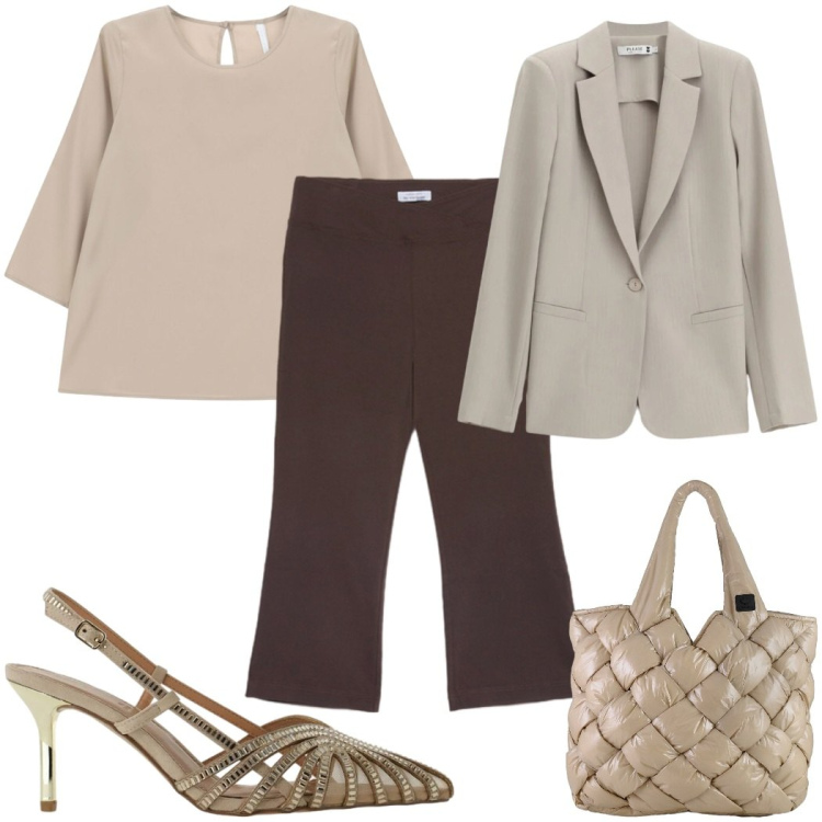 Outfit donna - Blazer leggeri - in beige. Stile Trendy per Tutti i giorni. Abbinamento con blazer, bluse, décolleté, pantaloni, borse tote.