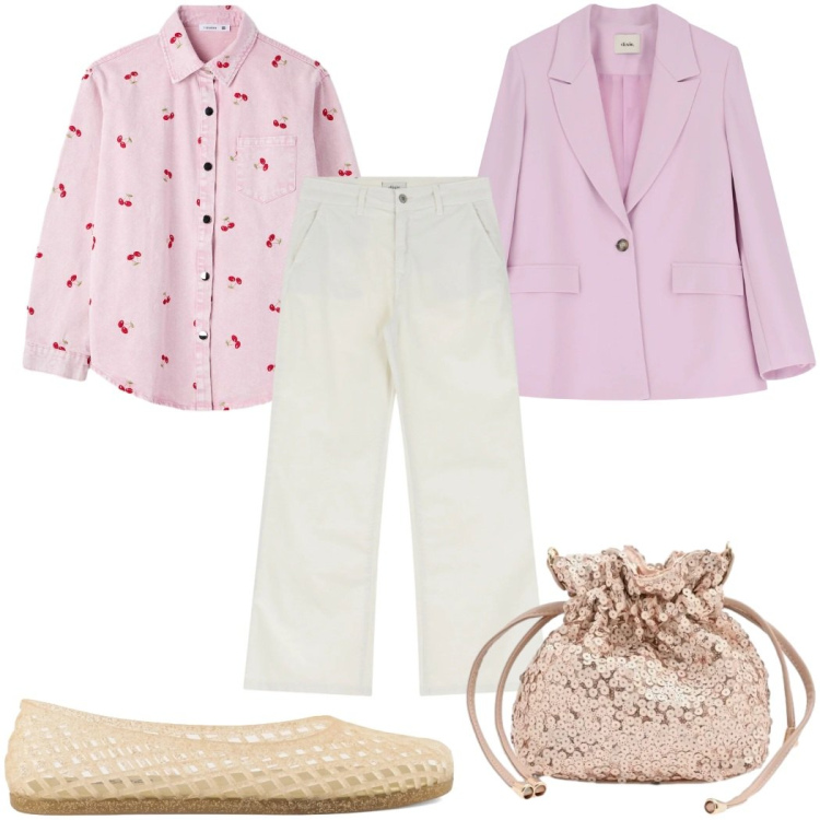 Outfit donna - Il ritorno delle ballerine: romantica. Stile Romantica per Tutti i giorni. Abbinamento con camicie, pochette, jeans, blazer, ballerine.