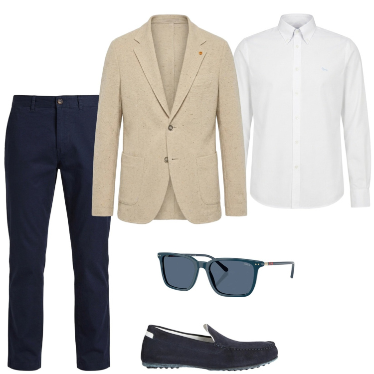 Outfit uomo - Un affascinante businessman. Stile Business/Elegante per Ufficio. Abbinamento con scarpe stringate, camicie, pantaloni, giacche, occhiali da sole.