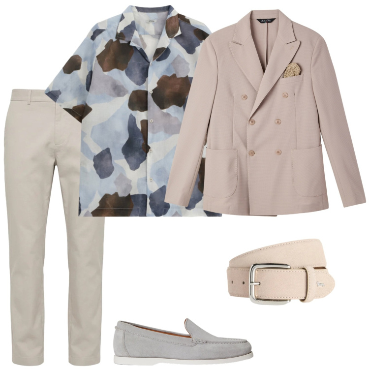 Outfit uomo - Cerimonia informale. Stile Business/Elegante per Cerimonia. Abbinamento con giacche, camicie a manica corta, cinture, pantaloni, scarpe stringate.