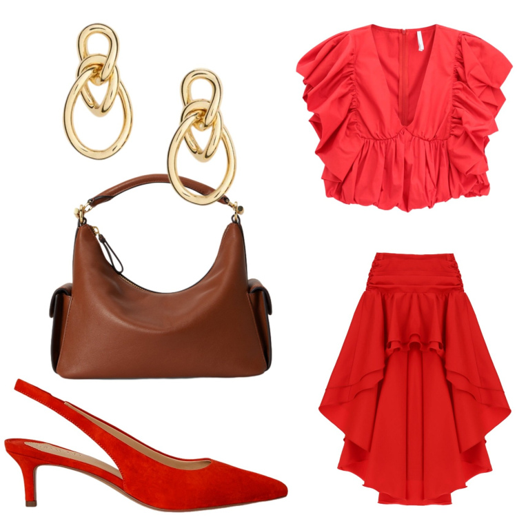 Outfit donna - Il completo Imperial. Stile Vintage retrò per Serata fuori. Abbinamento con gonne lunghe, top, décolleté, orecchini, borse a spalla.