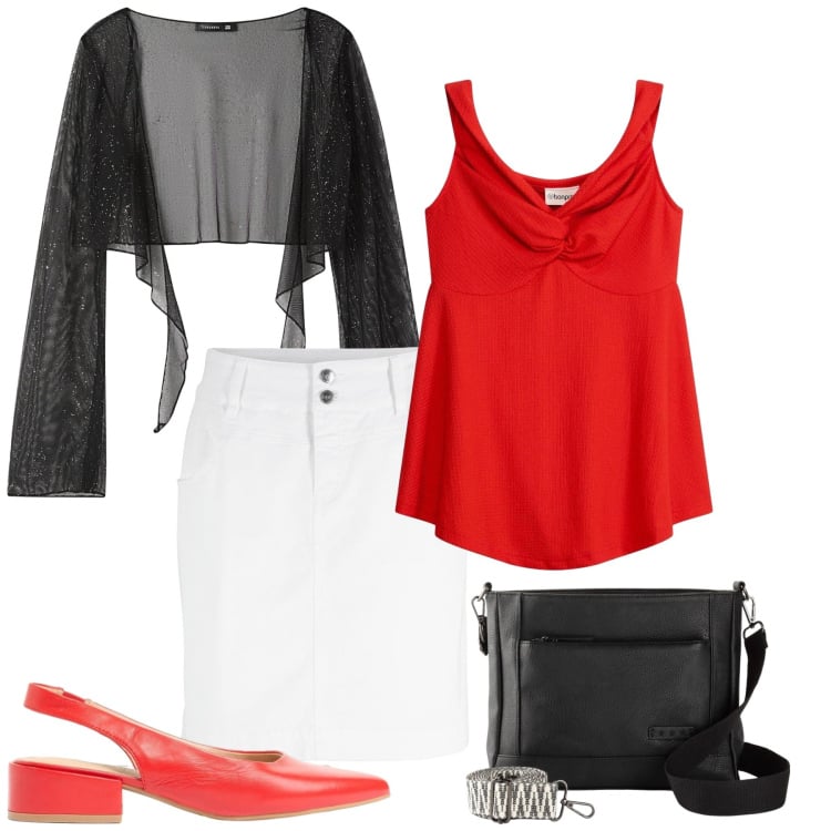 Outfit donna - Total look #2397150. Stile Basic per Serata fuori. Abbinamento con top, minigonne, décolleté, borse a tracolla, blazer.