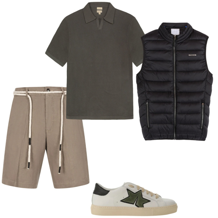 Outfit uomo - Total look #2397153. Stile Casual per Tutti i giorni. Abbinamento con sneakers, piumini, bermuda, polo.