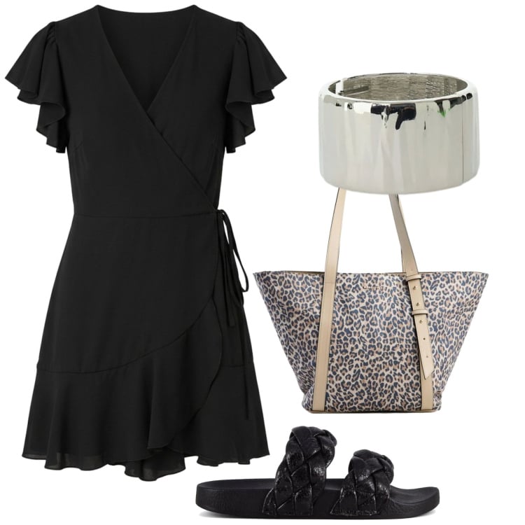 Outfit donna - Total look #2397174. Stile Basic per Serata fuori. Abbinamento con shopping bag, vestiti corti, braccialetti, ciabatte.