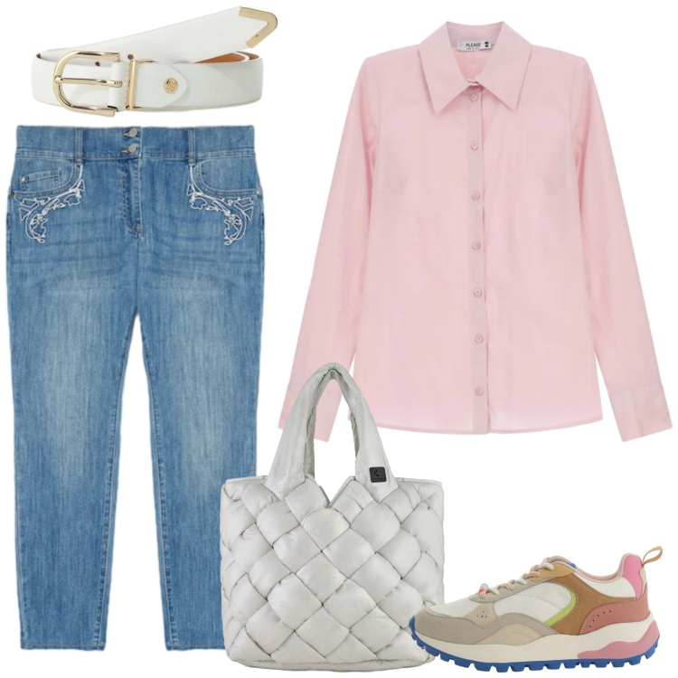 Outfit donna - Basic. Stile Basic per Tutti i giorni. Abbinamento con camicie, cinture, sneakers, jeans skinny, borse tote.
