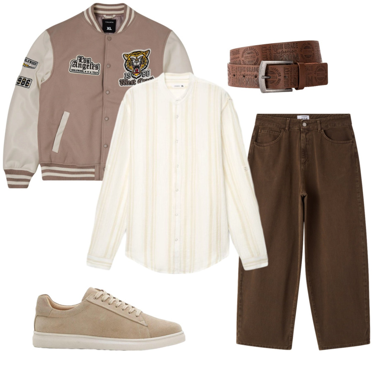 Outfit uomo - Total look #2397194. Stile Casual per Tutti i giorni. Abbinamento con cinture, sneakers, camicie, pantaloni, bomber.