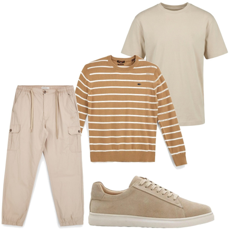 Outfit uomo - Golf basico. Stile Trendy per Tutti i giorni. Abbinamento con sneakers, t-shirt, pantaloni cargo, pullovers.