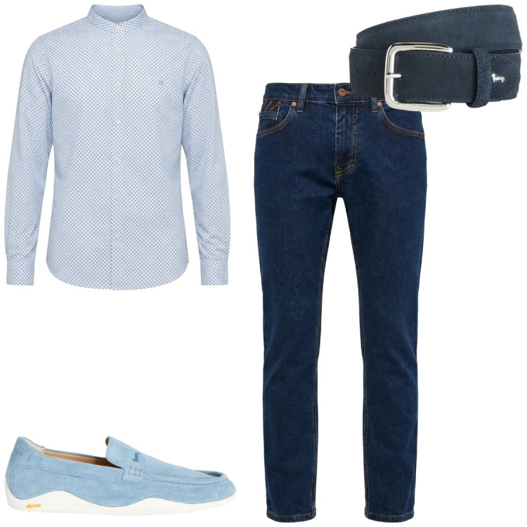 Outfit uomo - BlueSkyEvening#SerateMiti. Stile Trendy Abbinamento con pantaloni, cinture, scarpe stringate, camicie.