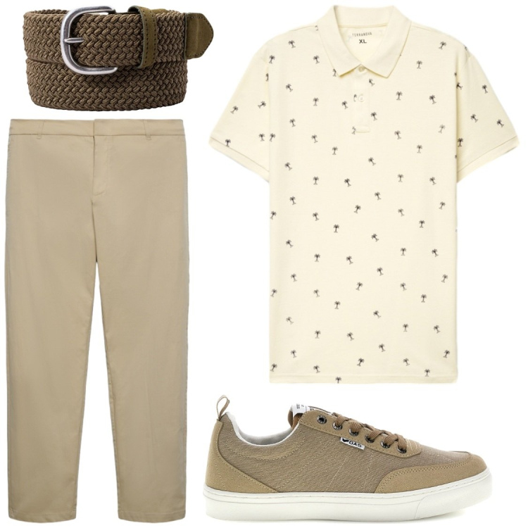 Outfit uomo - Total look #2397333. Stile Trendy per Ufficio. Abbinamento con pantaloni chino, polo, cinture, sneakers.