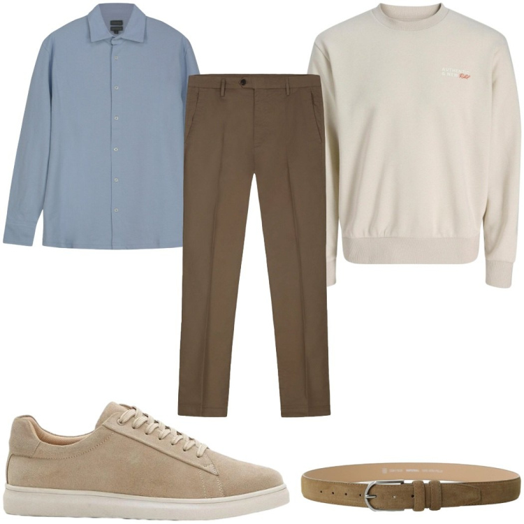 Outfit uomo - Total look #2397343. Stile Casual per Tutti i giorni. Abbinamento con felpe, sneakers, cinture, pantaloni, polo.