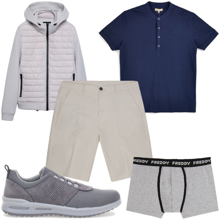 Outfit uomo - Total look #2397346. Stile Casual per Tutti i giorni. Abbinamento con giacche, boxer, bermuda, t-shirt, scarpe stringate.