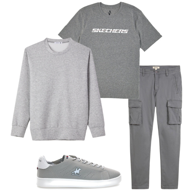 Outfit uomo - Casual style. Stile Casual per Tutti i giorni. Abbinamento con pantaloni cargo, felpe, t-shirt, sneakers.