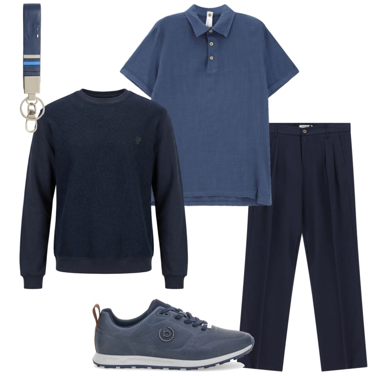 Outfit uomo - Tutti i giorni. Stile Urban per Tutti i giorni. Abbinamento con pantaloni, polo, portachiavi, felpe, sneakers.