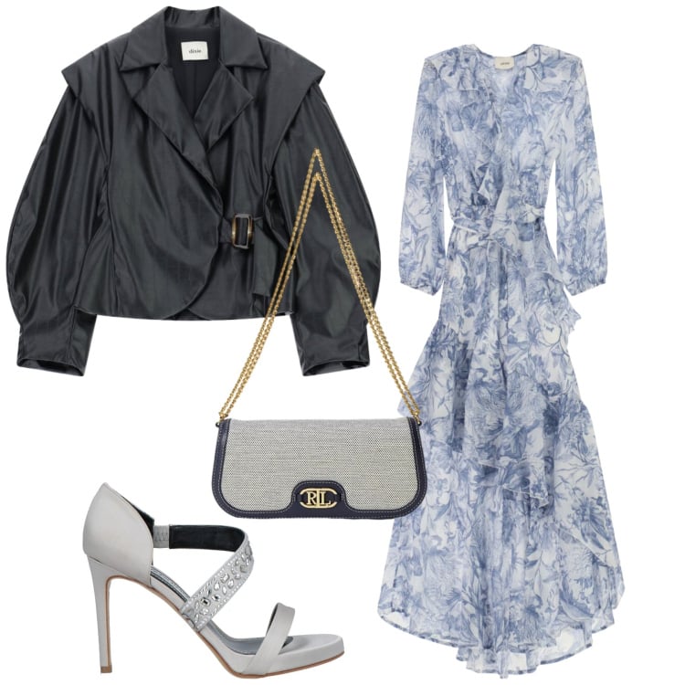 Outfit donna - Total look #2397386. Stile Glamour per Serata fuori. Abbinamento con sandali in pelle, vestiti lunghi, blazer, borse a spalla.